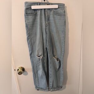 Madewell Dad Jean Distressed High Rise Light Wash Wide Leg Size 26